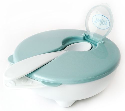 קערת אוכל עם מכסה וכפית Feeding Bowl - ורוד