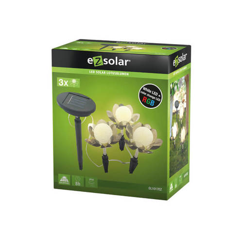 שרשרת שלושה פרחים סולאריים תוצרת EZSOLAR  אריזה