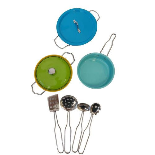 ערכת בישול 9 חלקים לילדים הכוללת 2 סירים, מחבת ו-4 כלי בישול 
