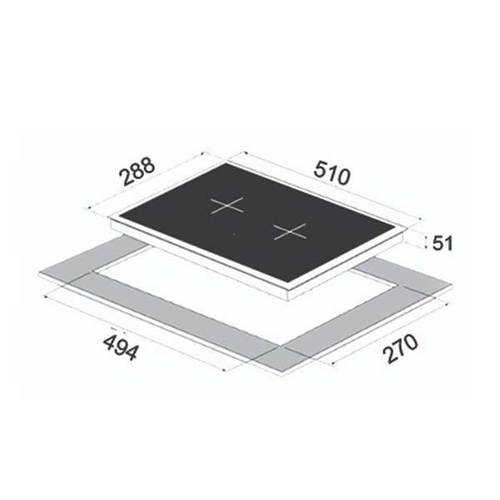 כיריים גז דומינו SOL FL3GG-033 זכוכית שחורה