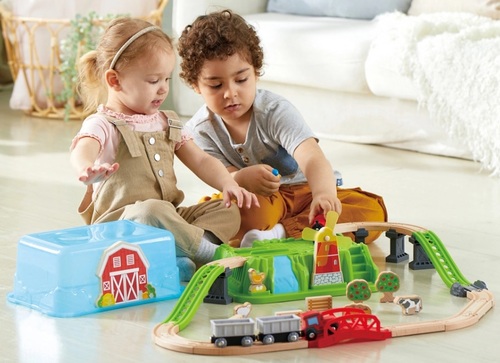 סט רכבת מתקדם הפרברים עם מגוון אביזרים 41 חלקים בקופסת אחסון