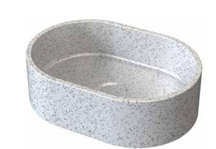 כיור אובלי אבן חול לבנה, SB1026, מידה: 400X280X120