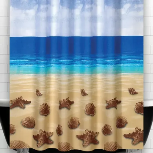 וילון אמבטיה חוף ים 240/180 Tropical -2 מתוך קולקציית וילונות אמבטיה (דגם מלא) - איכות פרימיום בלתי מתפשרת ואחריות מלאה