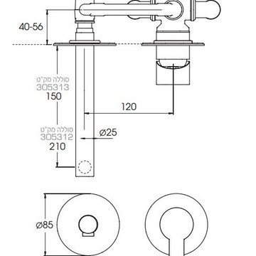 ברז קיר חיצוני חמת פיה קצרה סדרת מצדה דגם 305201F20 רוז גולד