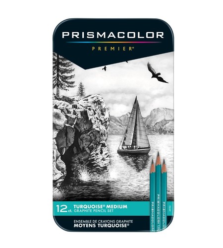 סט 12 עפרונות רישום PRISMACOLOR PREMIER TURQUOISE בקופסת מתכת