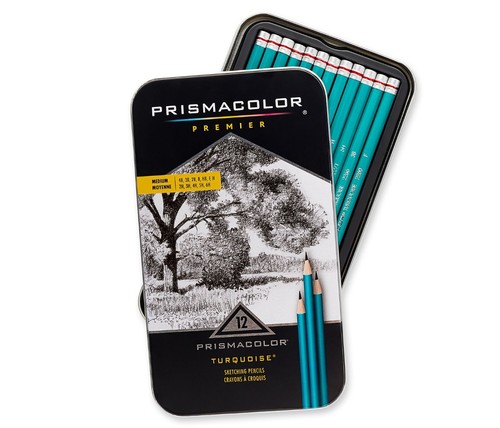סט 12 עפרונות רישום PRISMACOLOR PREMIER TURQUOISE בקופסת מתכת