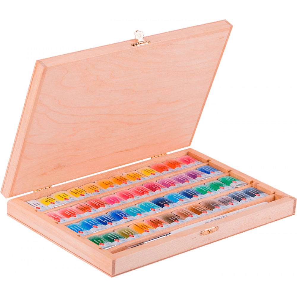 סט צבעי מים מקצועיים 48 קוביות White Nights Artist Water Color קופסת עץ