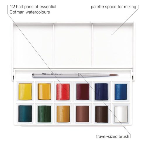 סט 12 צבעי מים Cotman Water Half Pans Colour
