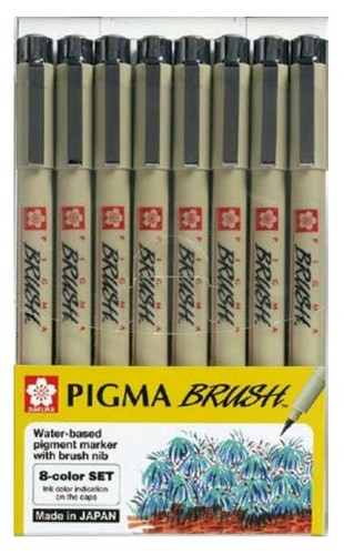 סט 8 לינרים צבעוניים עם ראש מכחול PIGMA BRUSH