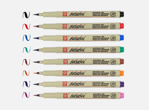 סט 8 לינרים צבעוניים עם ראש מכחול PIGMA BRUSH