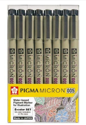 סט 8 לינרים צבעוניים בעובי 0.05 PIGMA MICRON