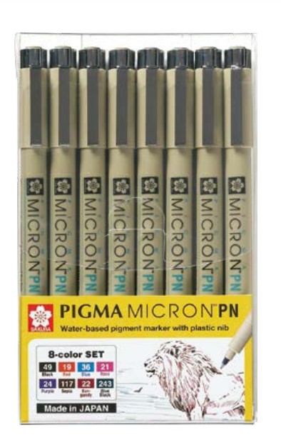 סט 8 לינרים צבעוניים בעובי PIGMA MICRON PN