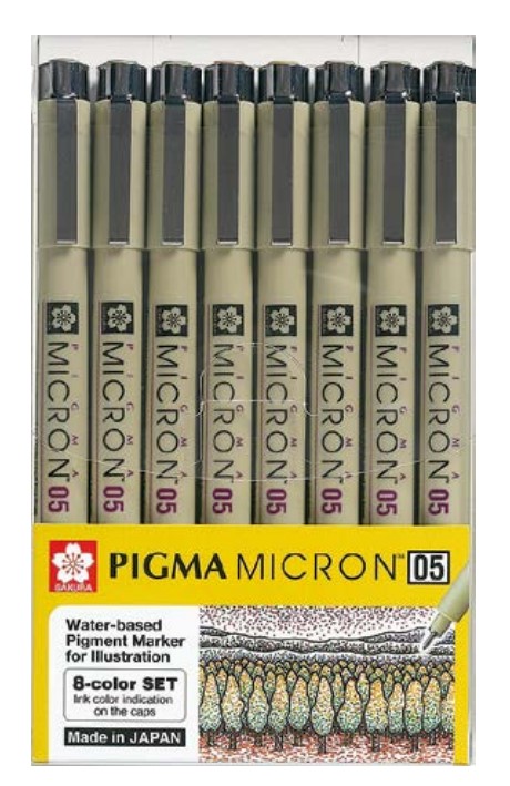 סט 8 לינרים צבעוניים בעובי 0.5 PIGMA MICRON