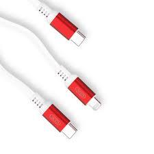 כבל טעינה והעברת נתונים 2 ב-1 משולב מטייפ סי לטייפ סי+אייפון XO NB116 18W PD Type-C - Type-C+Lightning באורך 1 מטר