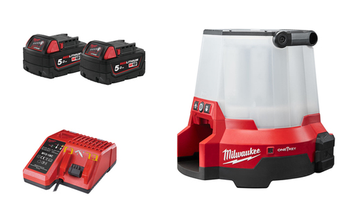 פנס LED רדיוס נטען 18V + שתי סוללות 5.0AH
