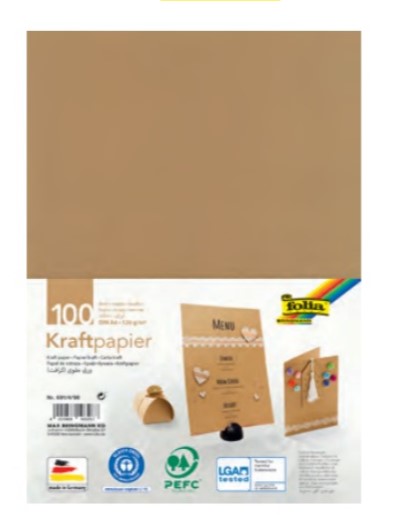 חבילת נייר קראפט (120 גר) , 100 דפים, A4
