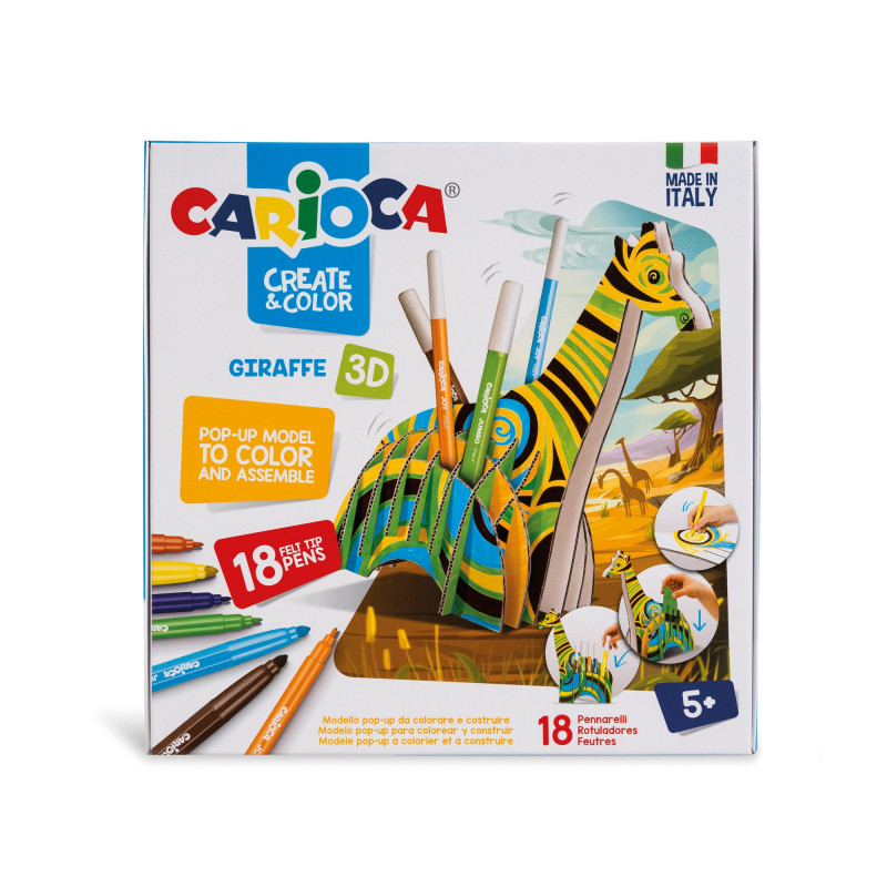 משחק צביעה והרכבה תלת מימד + 10 טושים מבית CARIOCA (איטליה), דגם ג
