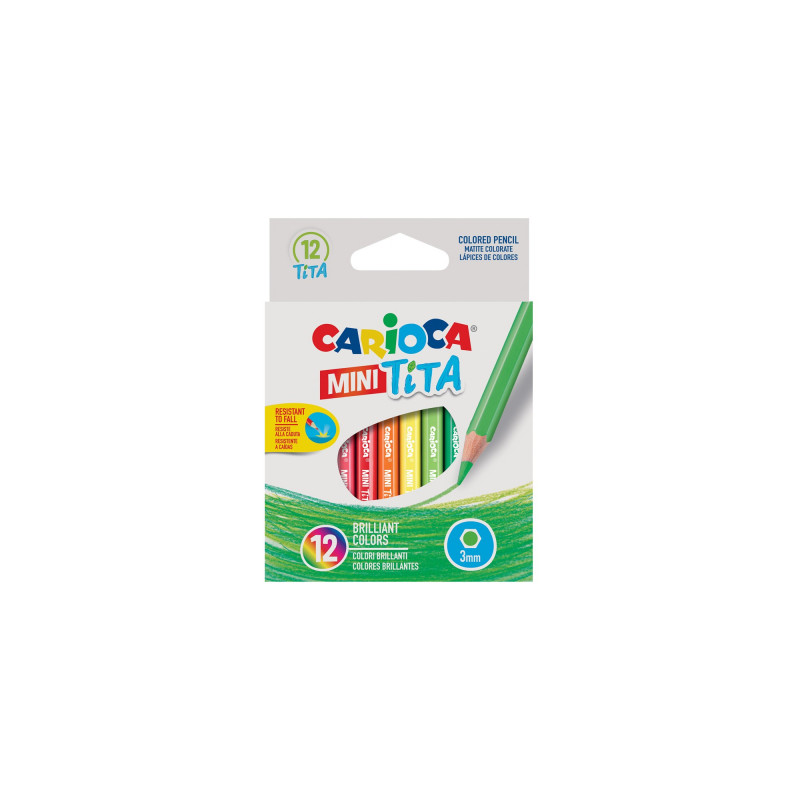 סט 12 עפרונות צבעוניים בגודל MINI מבית CARIOCA (איטליה)