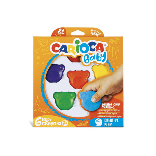 סט 6 צבעים לתינוקות בצורת דובי CARIOCA BABY (איטליה)