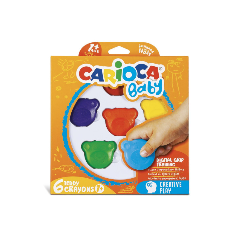 סט 6 צבעים לתינוקות בצורת דובי CARIOCA BABY (איטליה)