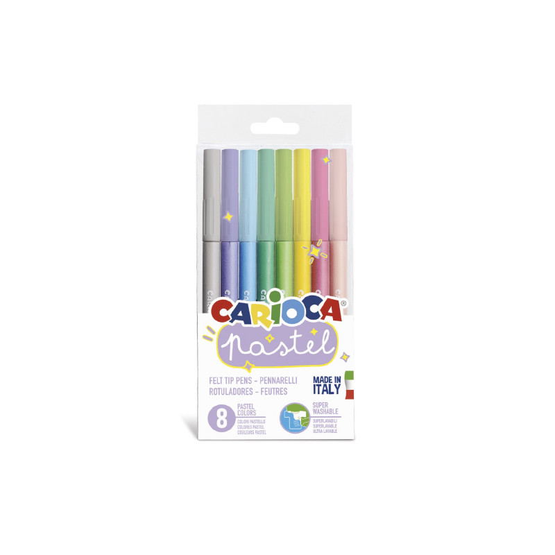סט 8 טושים בגווני פסטל מבית CARIOCA (איטליה)