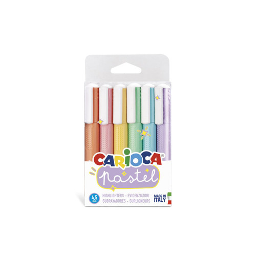 סט 6 מרקרים בגווני פסטל מבית CARIOCA (איטליה)