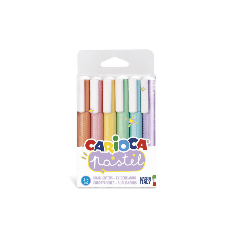 סט 6 מרקרים בגווני פסטל מבית CARIOCA (איטליה)