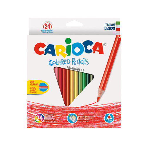 סט 24 עפרונות צבעוניים איכותיים לילדים מבית CARIOCA (איטליה)