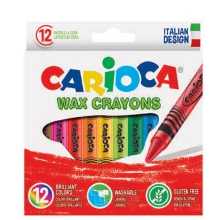סט 12 צבעי שעוה מבית CARIOCA (איטליה)