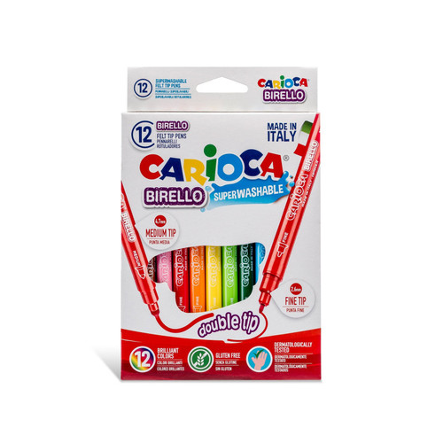 סט 12 טושים דו-צדיים איכותיים מבית CARIOCA (איטליה)