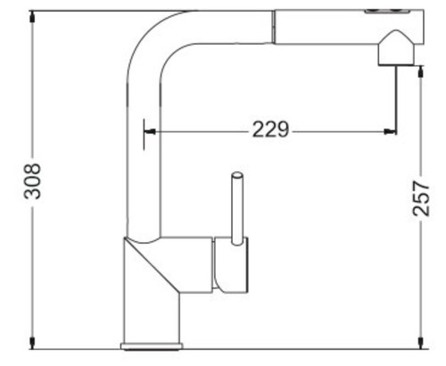 חמת ברז מטבח נשלף Pull OUT דגם 304664F16 נירוסטה מוברש