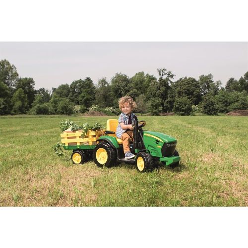 טרקטור ממונע 12V ג'ון דיר עם עגלה Peg perego