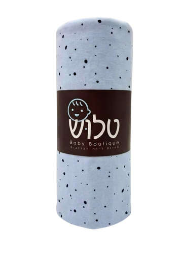 סדין למיטת תינוק בצבע תכלת בהדפס 