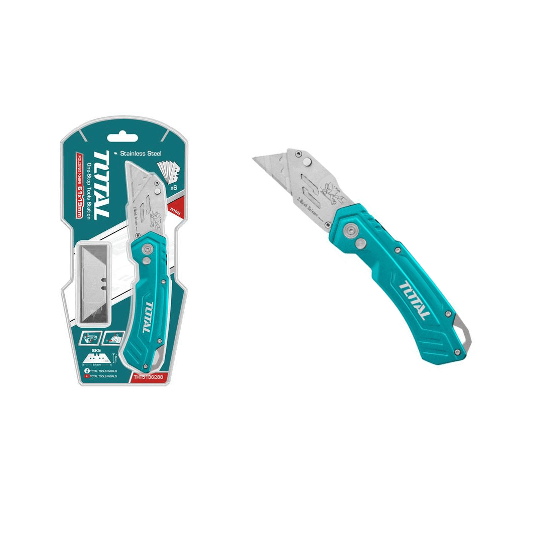 סכין מתקפלת בערכה עם 6 להבים מבית TOTAL TOOLS