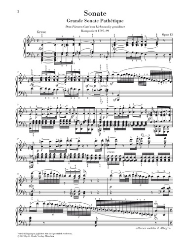 ספר תווים Beethoven Piano Sonata no. 8 c minor op. 13 (Grande Sonata Pathétique)