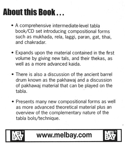 ספר תווים לטבלה Learning the Tabla, Volume 2