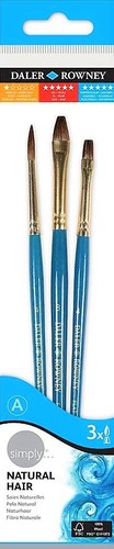 סט 3 מכחולים שיער טבעי לצבעי מים מבית DALER ROWNEY