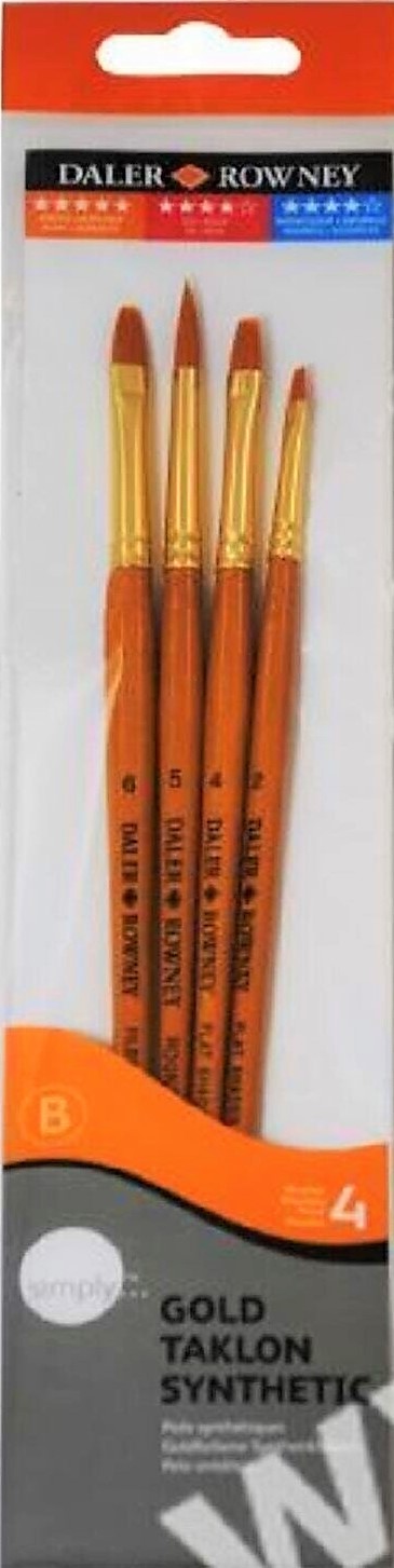סט 4 מכחולים לצבעי מים, אקריליק ושמן מבית DALER ROWNEY דגם 403