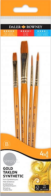סט 4 מכחולים לצבעי מים, אקריליק ושמן מבית DALER ROWNEY דגם 402