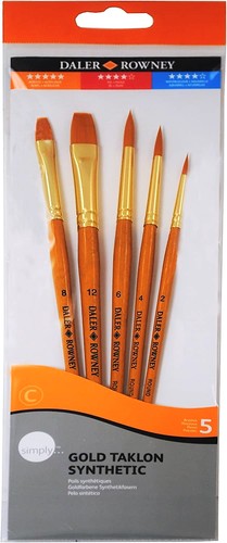 סט 5 מכחולים לצבעי מים, אקריליק ושמן מבית DALER ROWNEY דגם 502